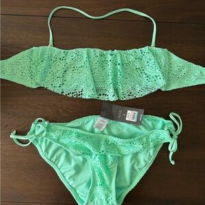 Teal crocheted bikini set